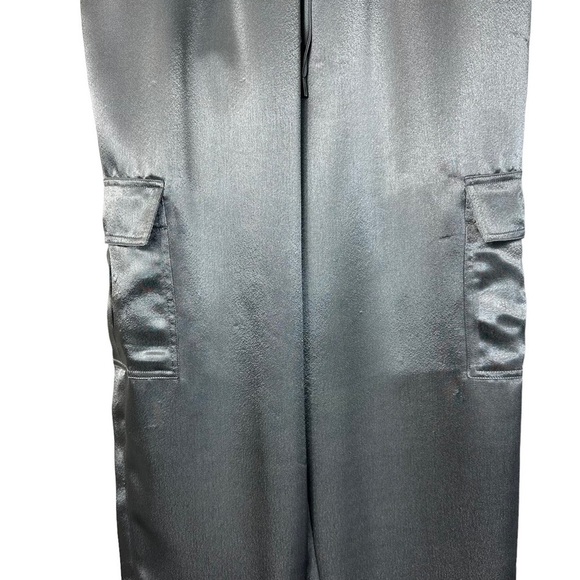 NWOT Boston Proper Silver Elastic Waist Pull-on Pants Straight leg Cargo Pockets - Picture 13 of 15